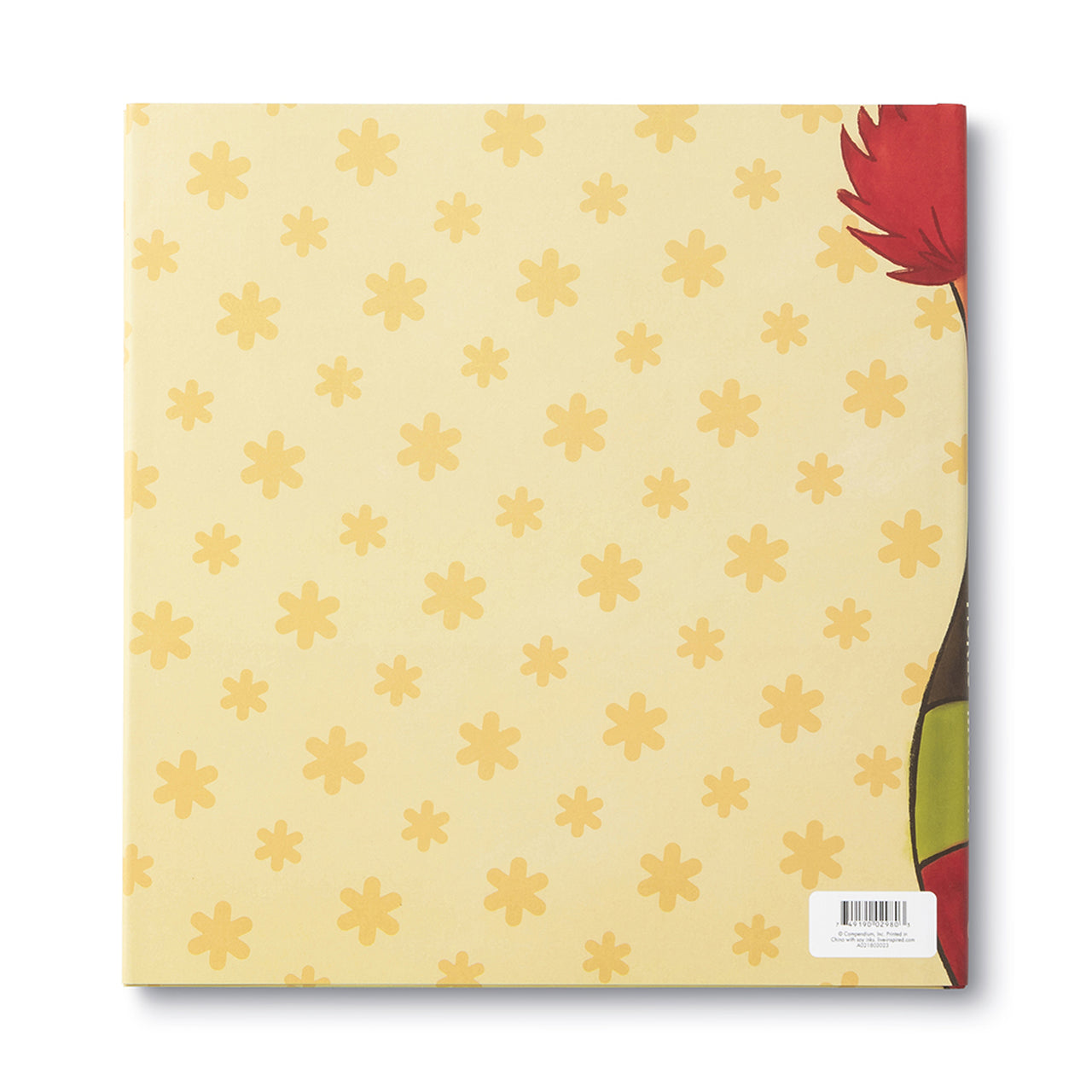 Pale yellow back cover with a small star pattern and the barcode panel