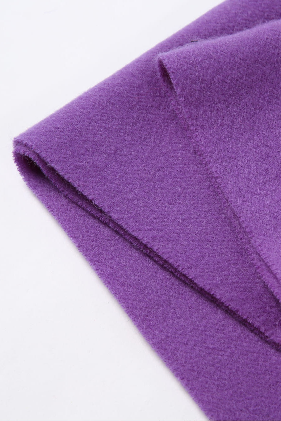 Fold edge detail of the Iris violet merino