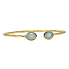 Euro Gold cuff bangle with two aqua chalcedony-style round gems