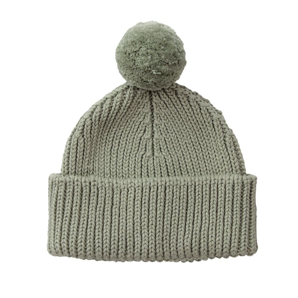 Peppi Baby Knit Hat - Soft Cotton Rib Knit with Pompom - 41452