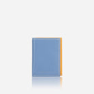 Jekyll & Hide tri-fold card holder in Fiji colourway, sky blue front with orange spine