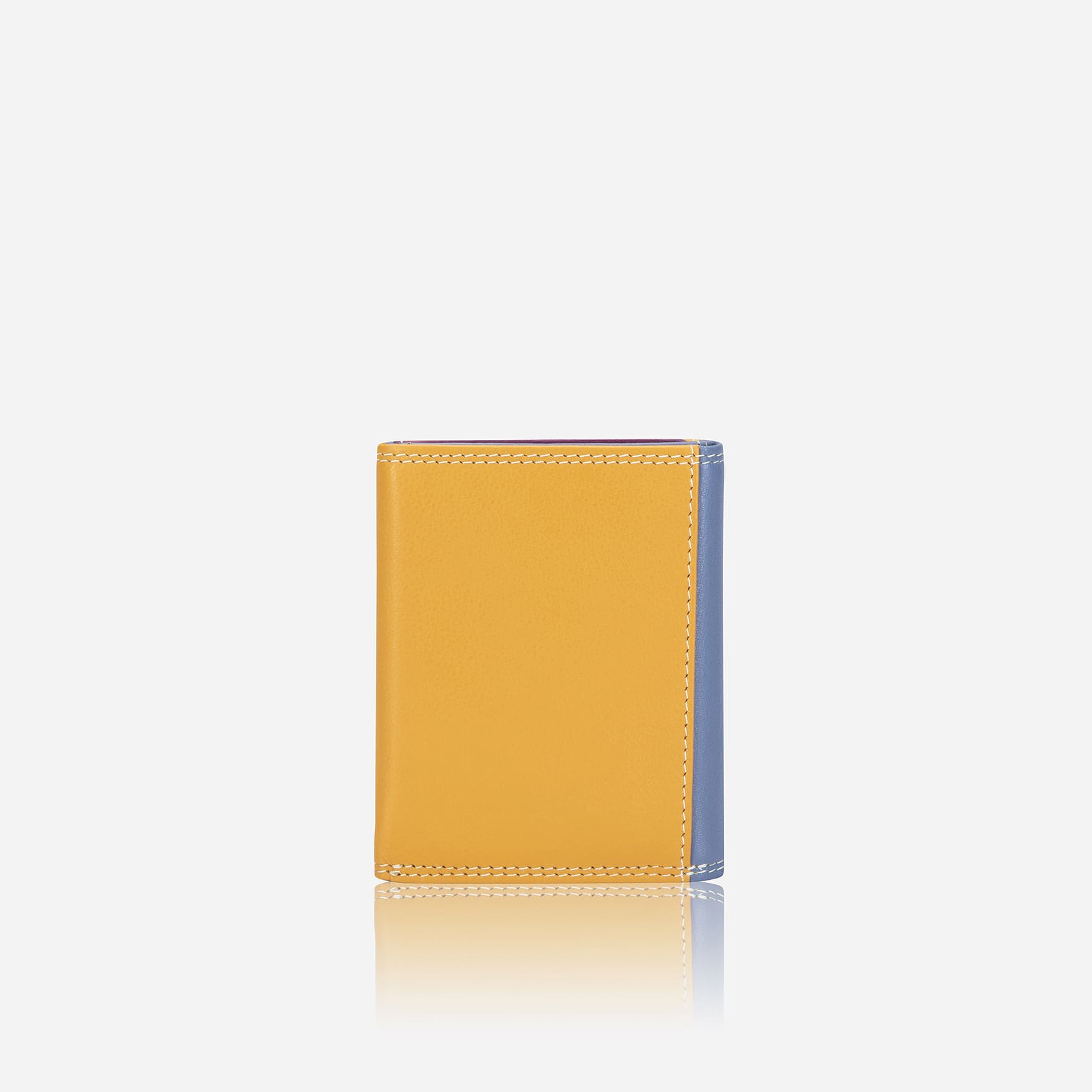 Back of the Fiji card holder in mustard and orange leather