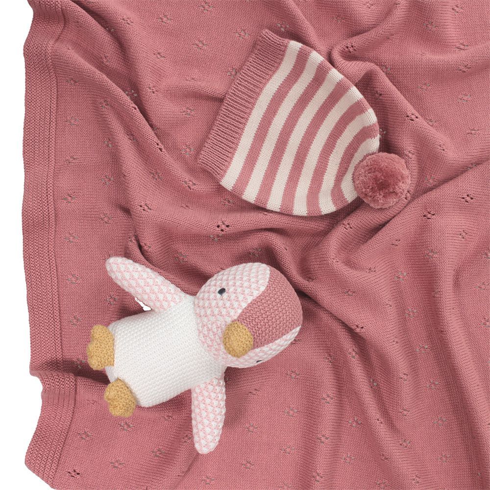 Baby Pingu Stuffed Toy - Soft, Knitted Cotton with Gentle Rattle - 41435