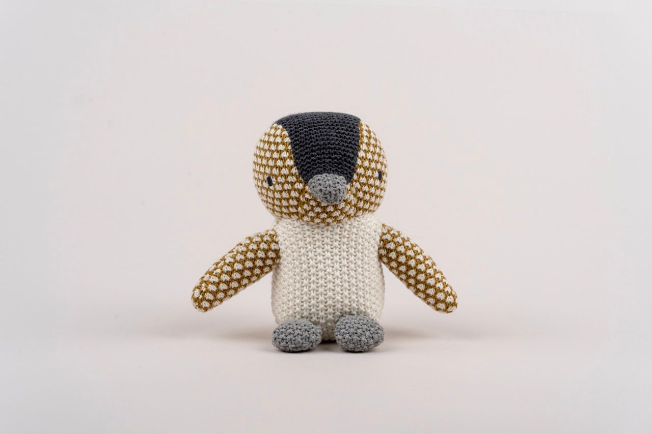 Baby Pingu Stuffed Toy - Soft, Knitted Cotton with Gentle Rattle - 41435