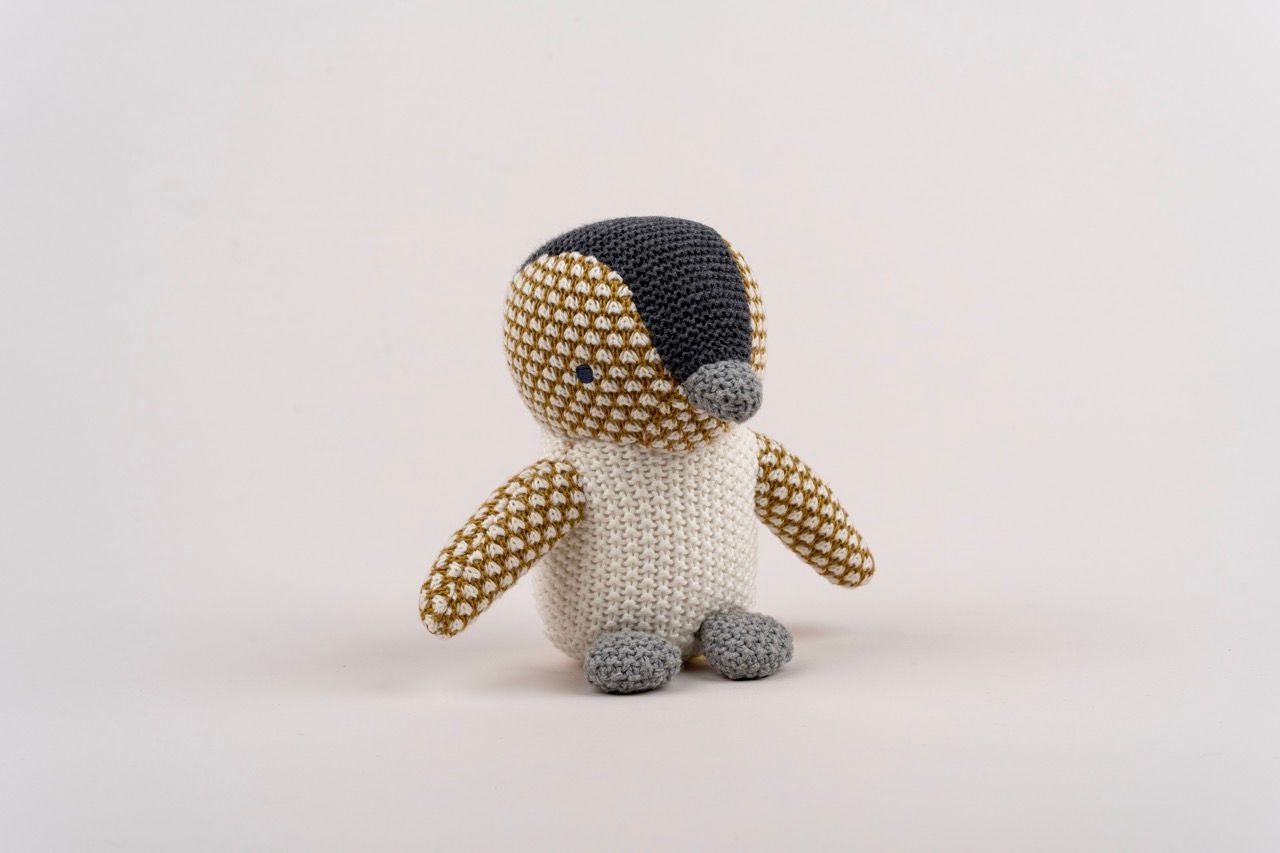 Baby Pingu Stuffed Toy - Soft, Knitted Cotton with Gentle Rattle - 41435