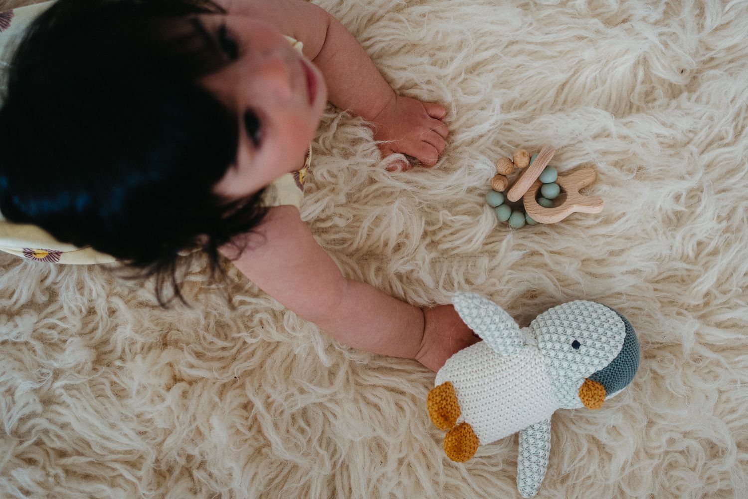 Baby Pingu Stuffed Toy - Soft, Knitted Cotton with Gentle Rattle - 41435