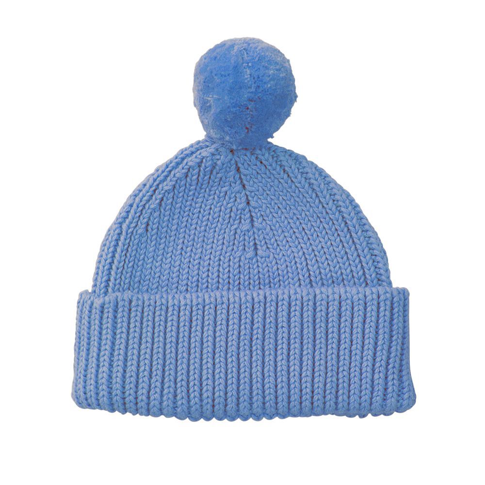Peppi Baby Knit Hat - Soft Cotton Rib Knit with Pompom - 41452