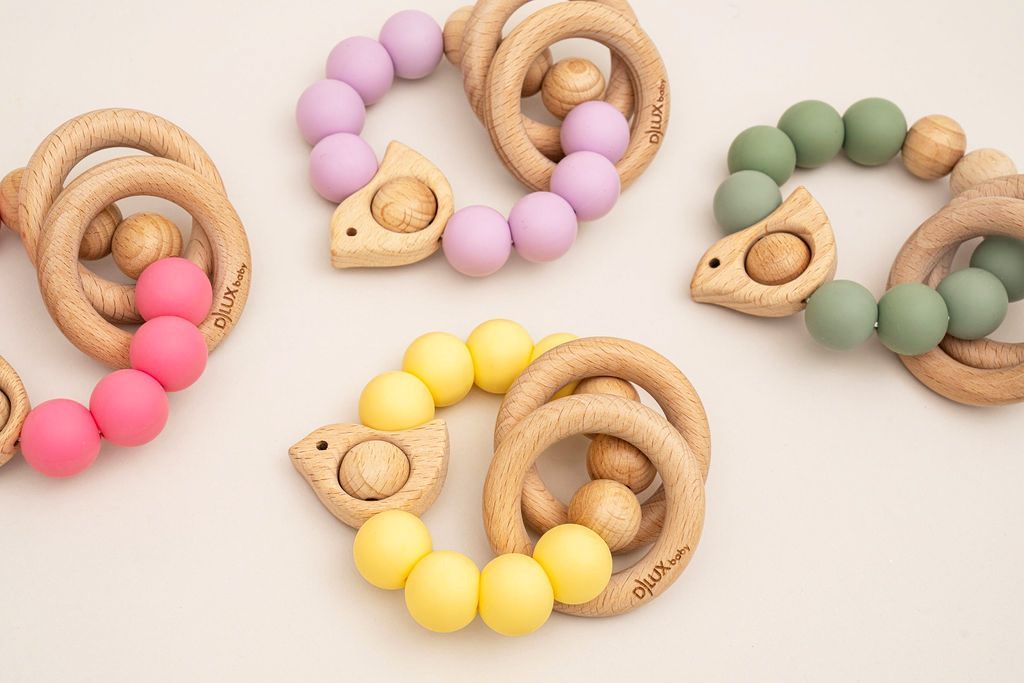 Chirpy Wooden & Silicone Baby Teether - 41494