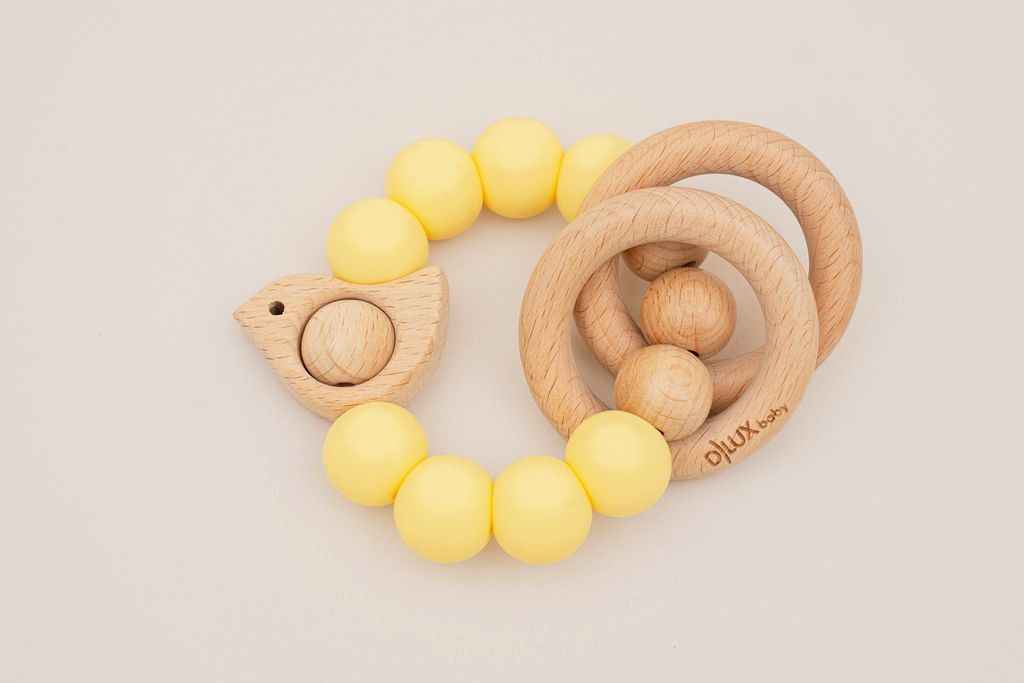 Chirpy Wooden & Silicone Baby Teether - 41494