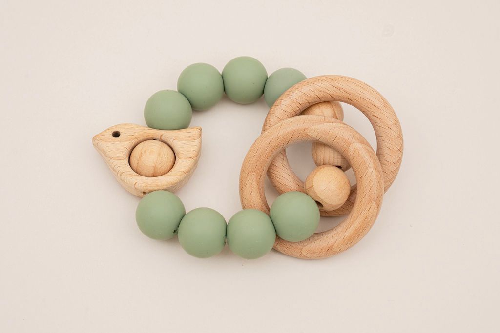 Chirpy Wooden & Silicone Baby Teether - 41494