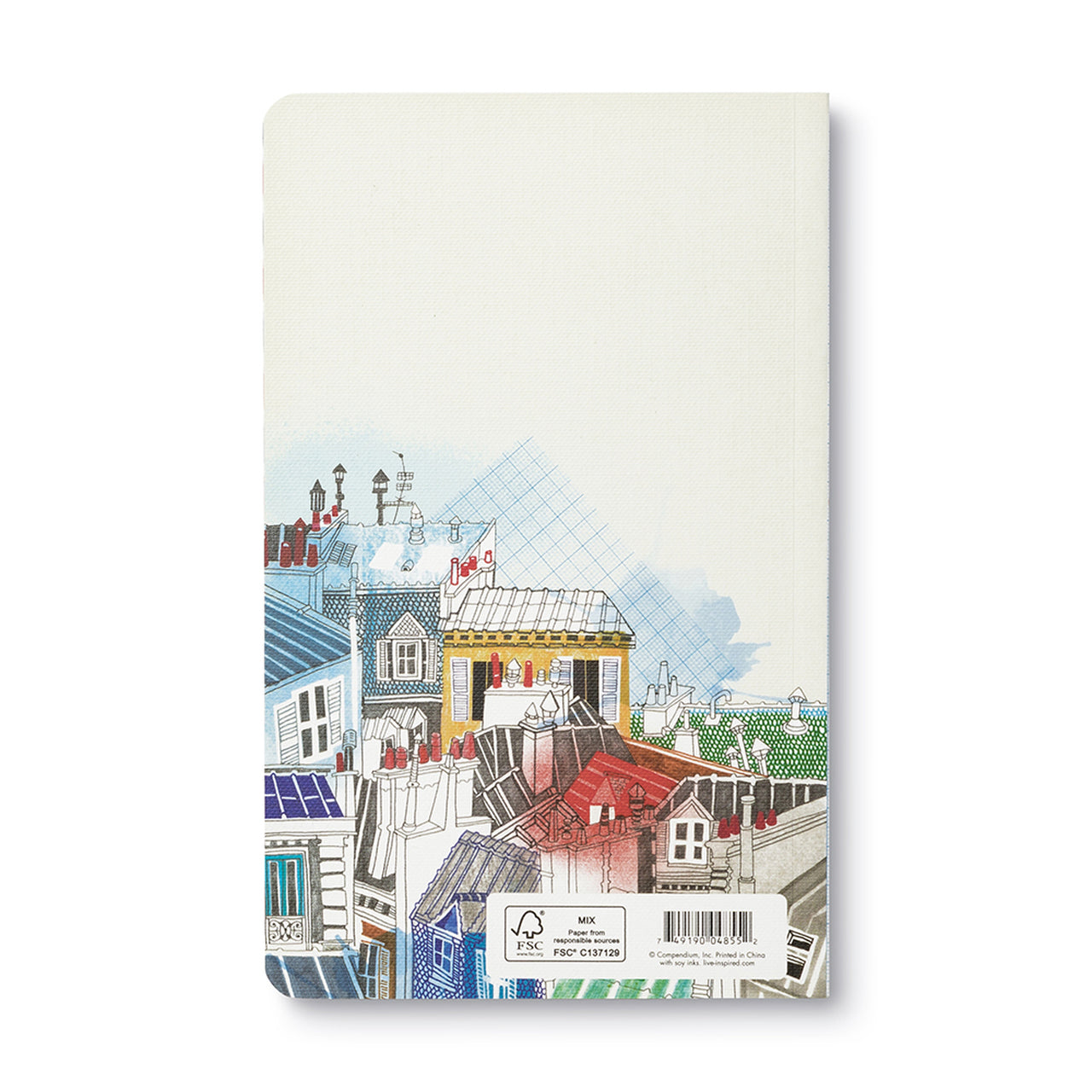 Back cover with illustrated Paris rooftops
