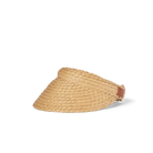 Sporty Visor in the natural colourway — a woven paper braid visor with a curved brim and a small leather tab at the side, shown side-on against a plain background.