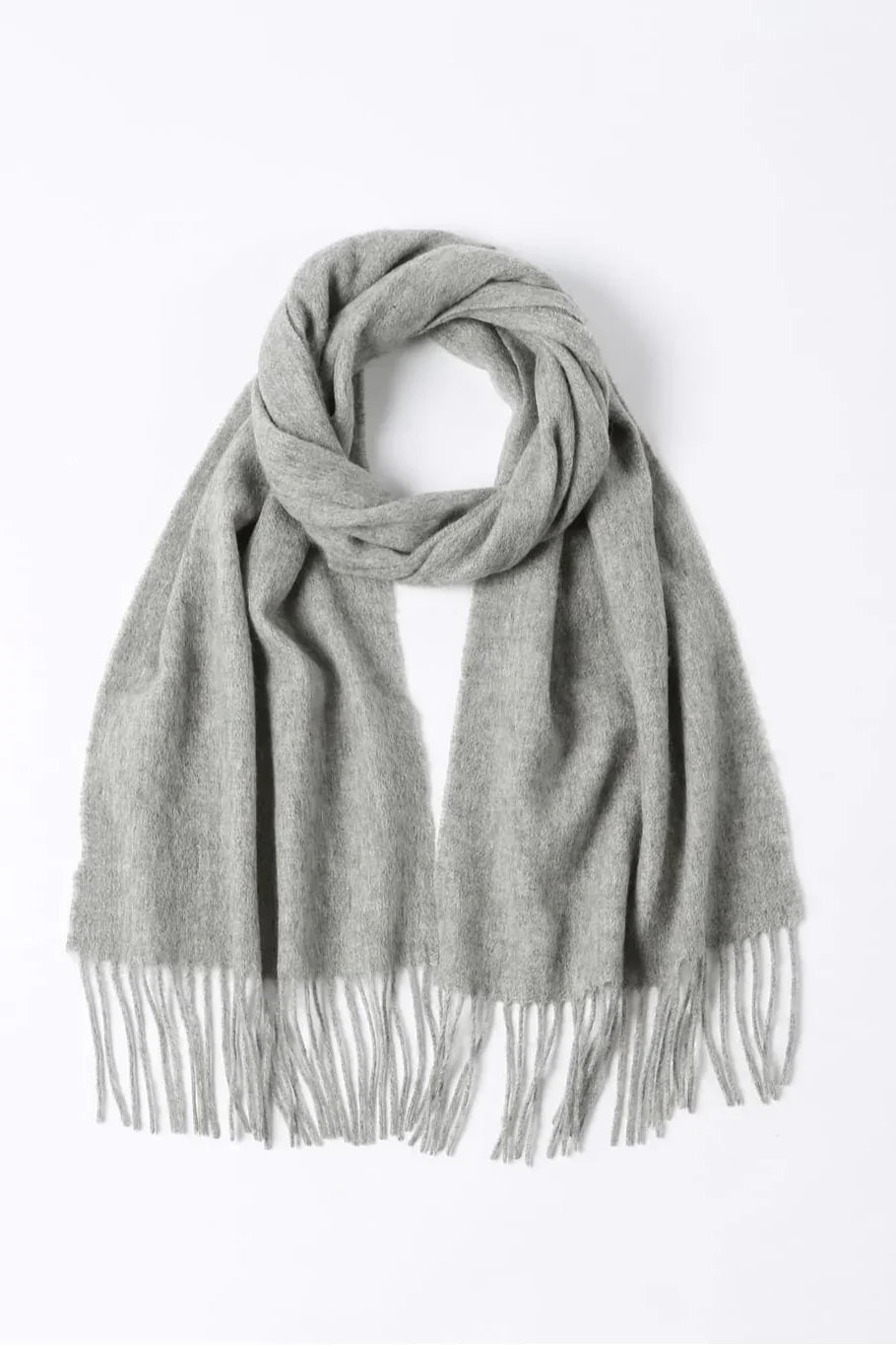 Light grey Quartz merino scarf looped flat