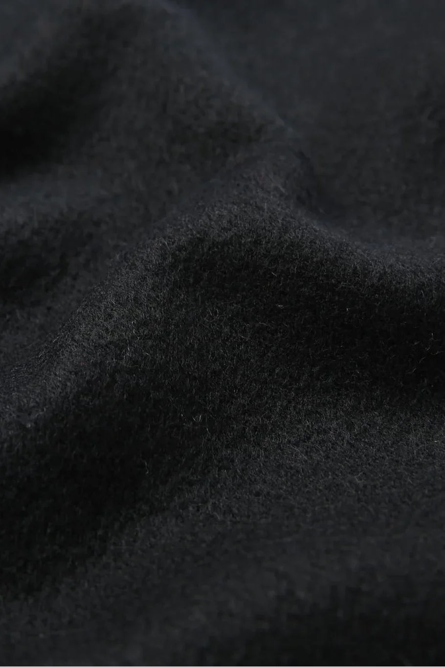 Texture close-up of the Ebony black merino weave