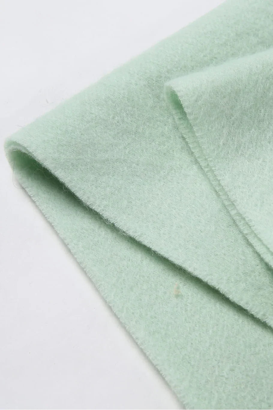 Fold edge detail of the Pistachio mint scarf