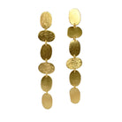 Brushed gold stud earrings with a long drop of linked ovals