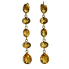 Euro Gold long drop earrings with five linked golden citrine gems