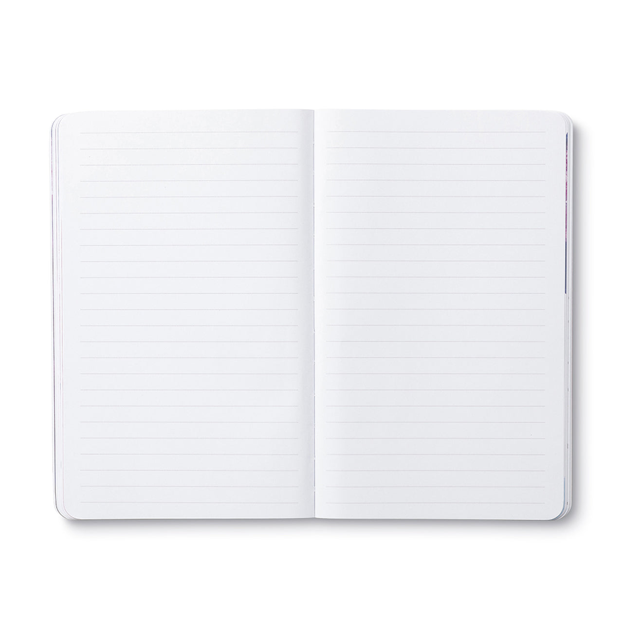 Open journal showing two facing pages of blank ruled lines