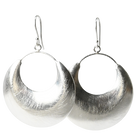 Brushed silver wash crescent hoop earrings
