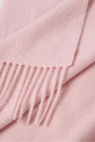 Fringe close-up of the Dahlia pink merino scarf