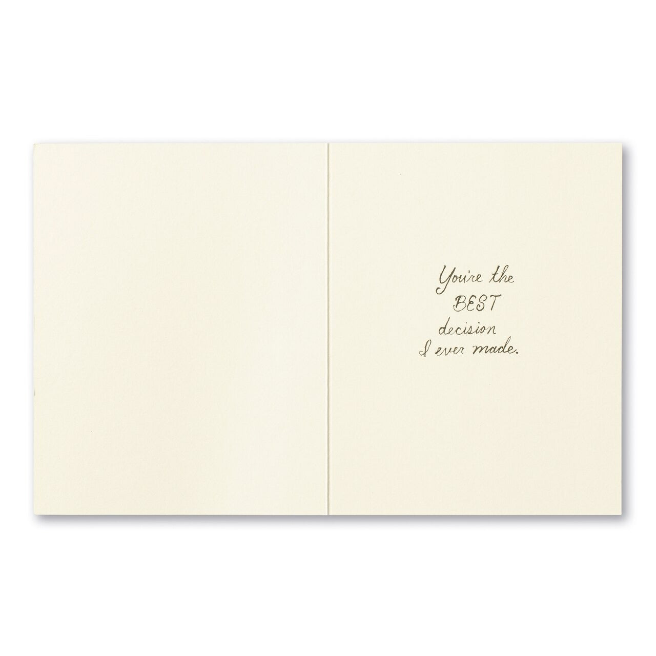 Open card interior reading: you're the best decision I ever made