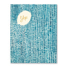 Yep. anniversary card with gold lettering on a hand-painted teal dot pattern