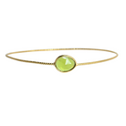 Euro Gold cuff bangle with a faceted lime-green quartz