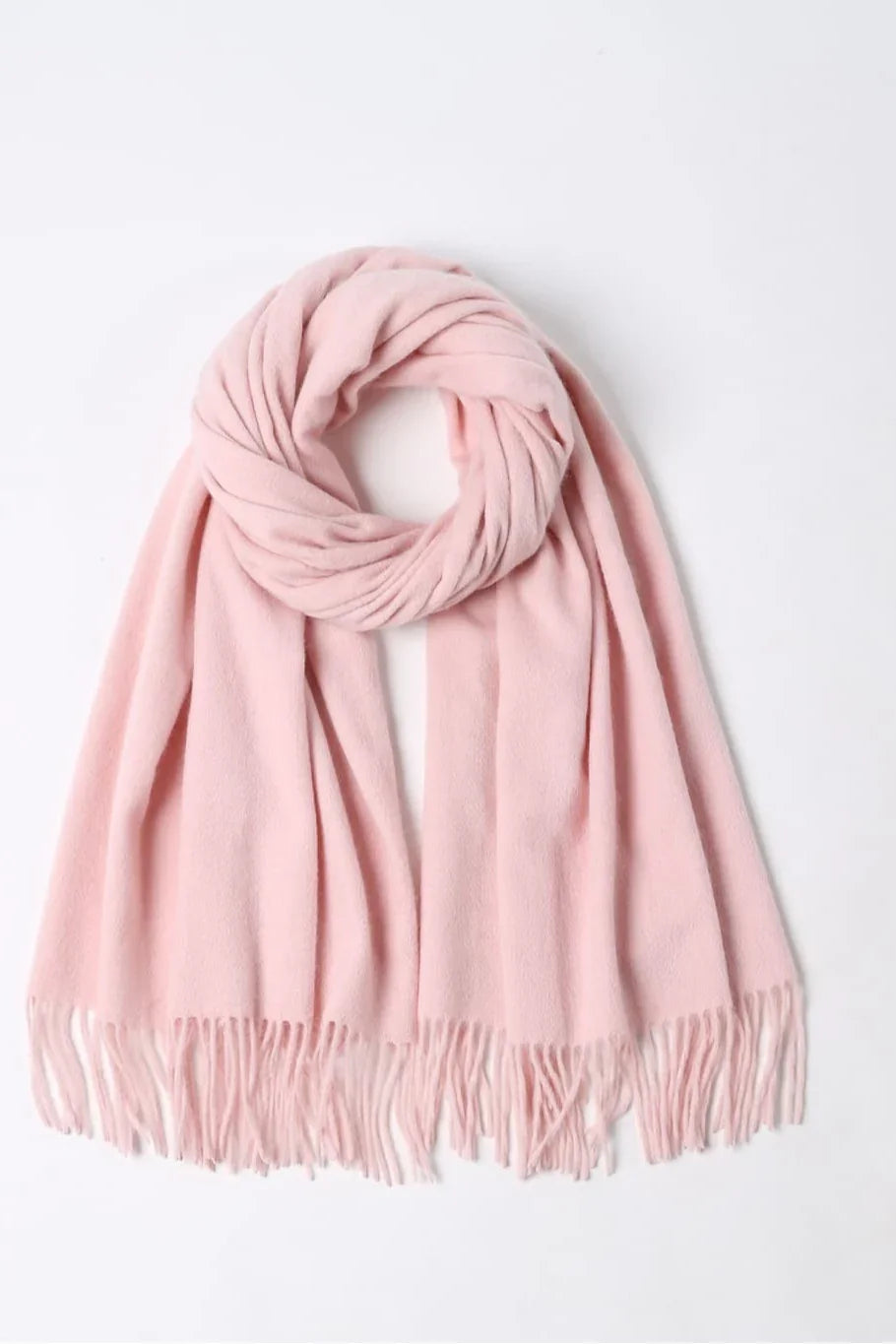 Dahlia soft pink merino scarf looped flat