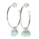 Euro Silver hoop earrings with pale blue gemstone chip drops