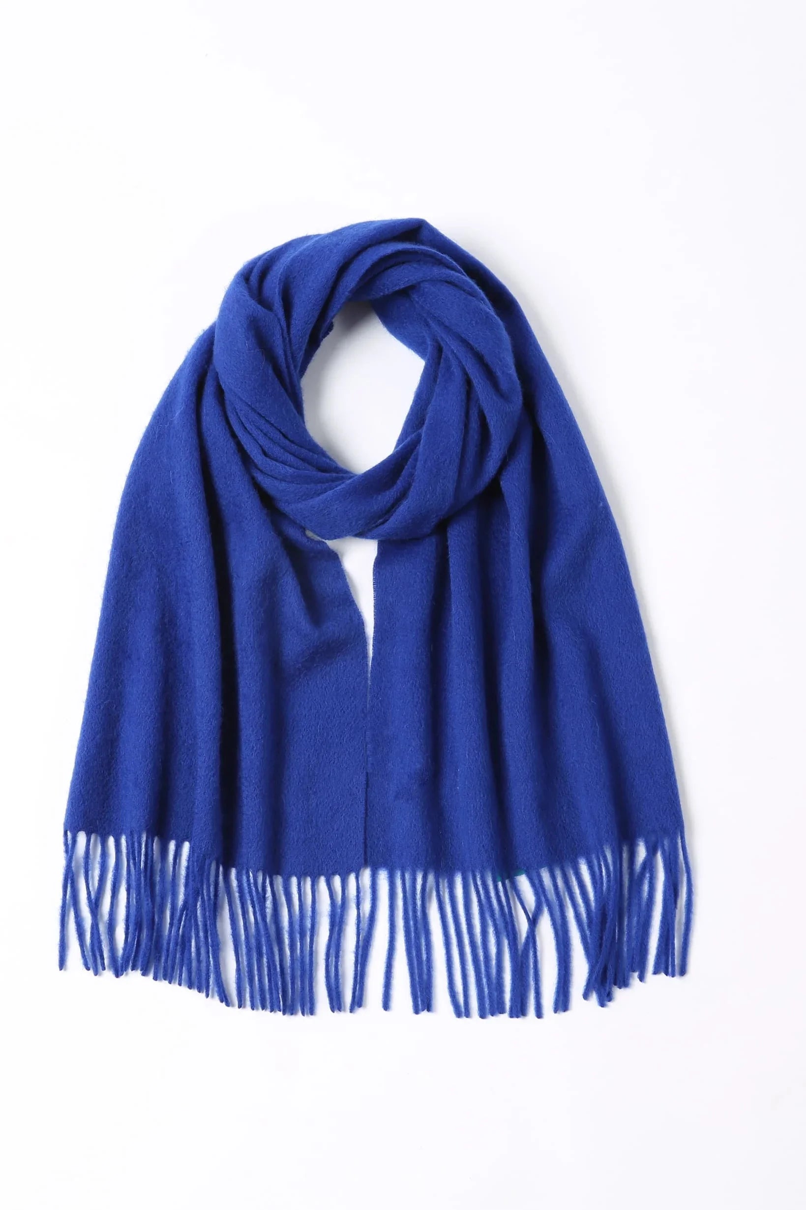 Veronica Blue cobalt merino scarf looped flat