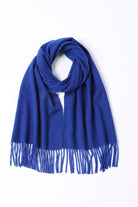 Veronica Blue cobalt merino scarf looped flat
