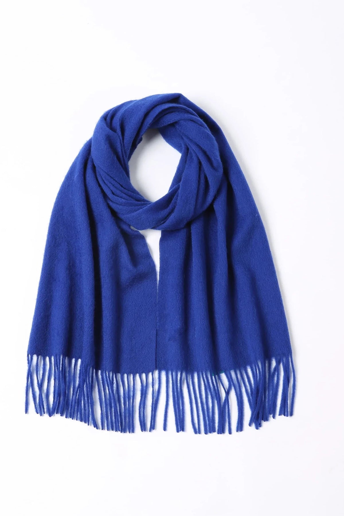 Veronica Blue cobalt merino scarf looped flat