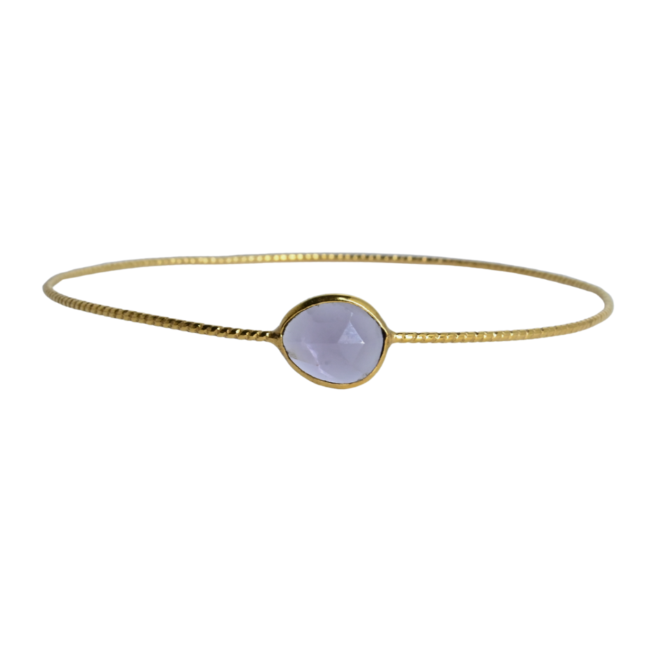 Euro Gold cuff bangle with a faceted grey-lilac amethyst