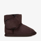 Platinum Baby Bootie in chocolate brown sheepskin, side view