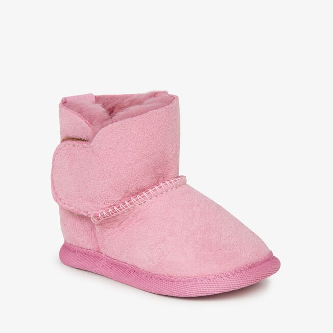 Pair of orchid pink sheepskin baby booties