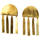 Brushed gold half-moon stud earrings with a fringe of four flat bars