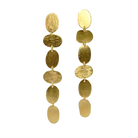 Brushed gold stud earrings with a long drop of linked ovals