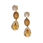 Pair of gold-tone drop earrings with pale rose, brown and topaz crystals in a graduating line.