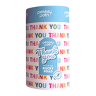 Pebbly Path Thank You rocky road gift cylinder with a blue lid and a rainbow Thank You print