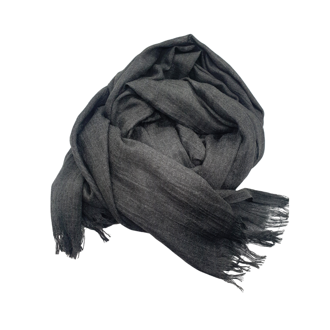 Beauty in Bamboo scarf in Charcoal, a deep smoky grey, casually bundled