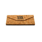 The folding cork case that comes with the sunglasses, laid flat