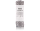 Knitted Salus Cotton Wash Cloth in grey, rolled with paper label
