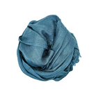 Beauty in Bamboo scarf in a deep steel teal-blue, bundled with fringing visible