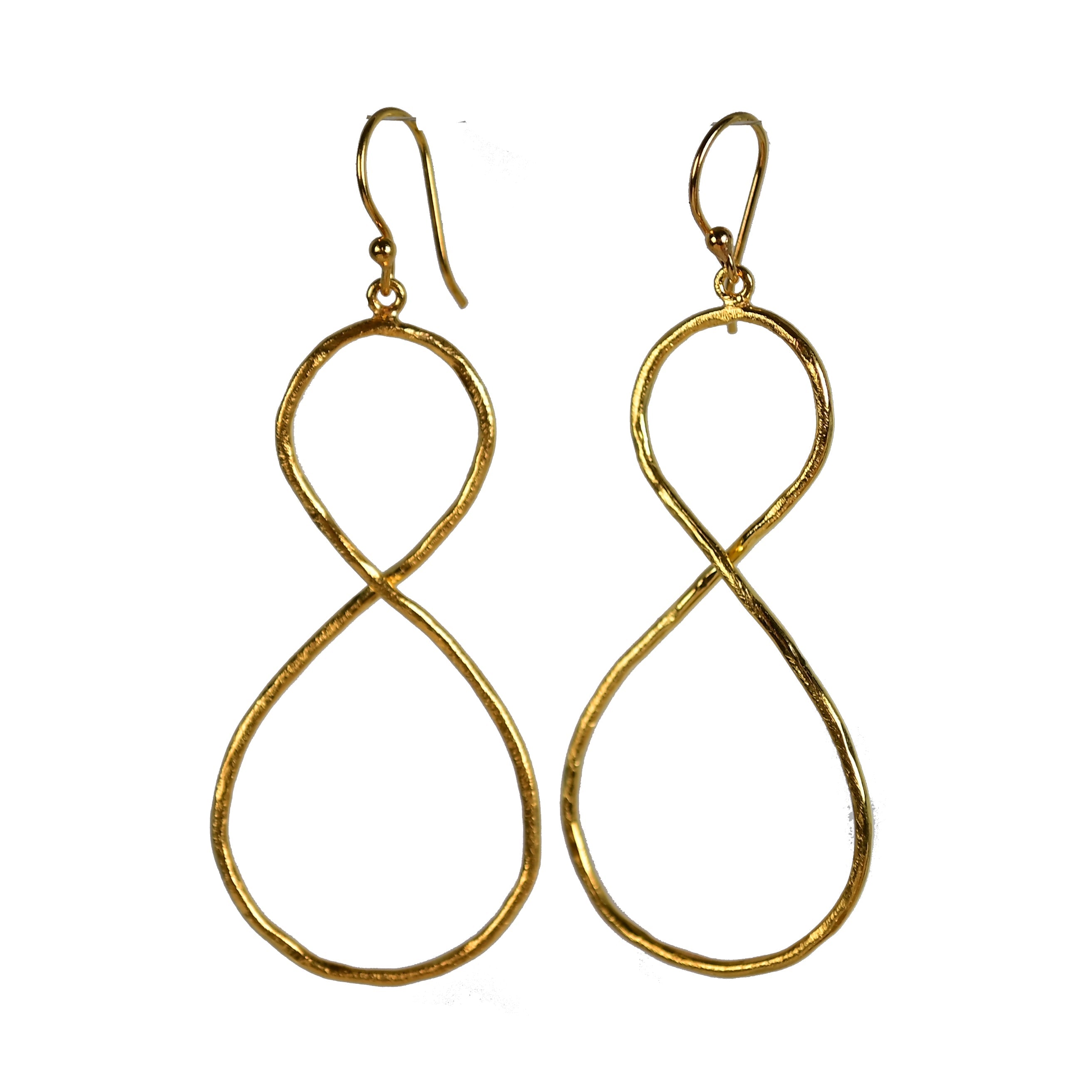 Euro Gold figure-eight drop earrings in brushed 24-carat gold on brass