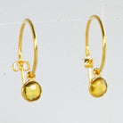 Euro Gold hoop earrings with a faceted golden citrine drop