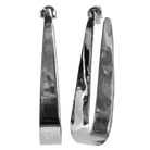 Polished silver U-shaped ribbon hoop earrings on stud fittings