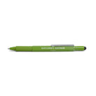 Olive green tooling pen with a silver clip and a black stylus tip, printed Gentlemen's Hardware