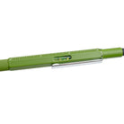 Close-up of the tooling pen's spirit level, ruler and silver clip
