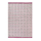 Geobloom tea towel in a pink and white geometric tile print