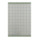 Geobloom tea towel in a green and yellow geometric tile print